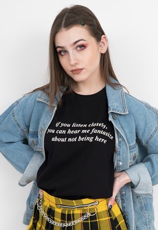 IF YOU LISTEN CLOSELY BLACK PRINTED T-SHIRT