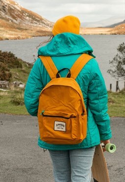 Junkbox Recycled Classic Rucksack in Mustard Woven Patch