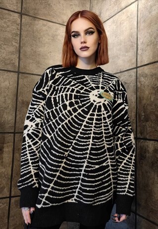 Spider web sweater Gothic jumper grunge Punk top in black