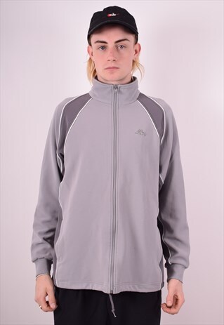 KAPPA MENS VINTAGE TRACKSUIT TOP JACKET LARGE GREY 90S