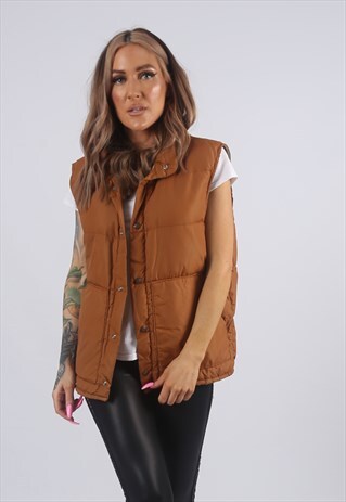 VINTAGE GILET JACKET OVERSIZED FITTED PUFFER UK 14 L (C3U)