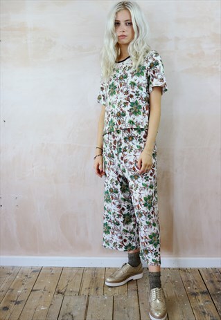 CROPPED TROUSERS AND BOX TOP CO-ORDINATES IN FLOWER PRINT