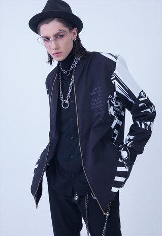 PRINT BOMBER JACKET IN BLACK AND WHITE