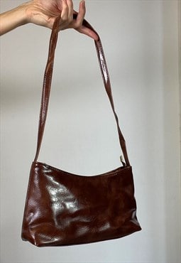 Y2k Faux Distressed Leather Handbag Shoulder Bag Brown