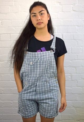 VINTAGE 90'S CHECKED DUNGAREE SHORTS