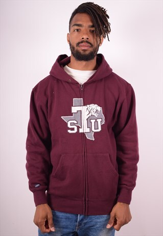 MENS VINTAGE STU HOODIE JACKET MEDIUM MAROON 90S