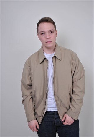 BEIGE MINIMALIST BOMBER JACKET, VINTAGE 80S AVIATOR WORK TOP