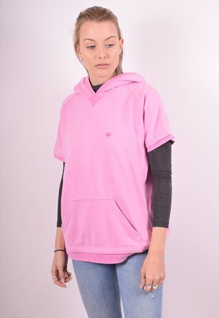 CHAMPION WOMENS VINTAGE HOODIE SLEEVELESS LARGE PINK 90S