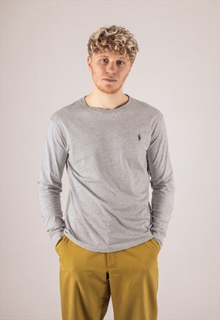 RALPH LAUREN CLASSIC LONG SLEEVE T-SHIRT IN GREY