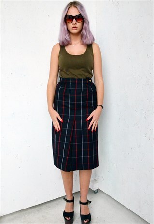 80S VINTAGE CHECKED SKIRT