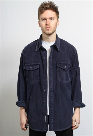 VINTAGE CORDUROY CORD SHIRT BLUE