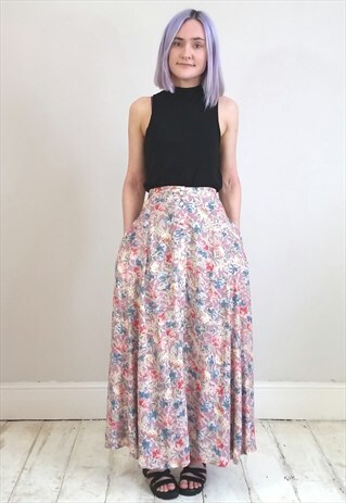 VINTAGE 90'S BUTTON DOWN FLORAL MAXI SKIRT