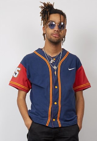 VINTAGE 90'S NIKE COLOUR BLOCK V-NECK T-SHIRT