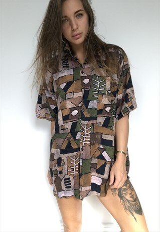 PATTERNED OVERSIZED RETRO VINTAGE UNISEX FESTIVAL SHIRT