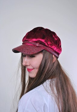 90s vintage women bright rave red cap