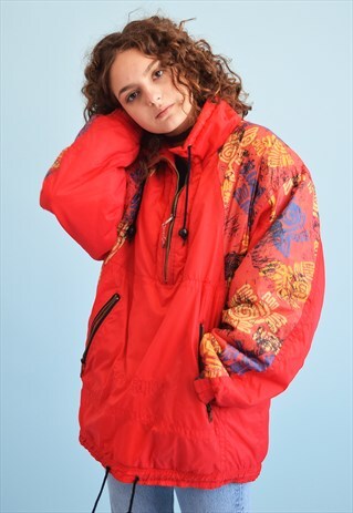 80'S RETRO ATHLEISURE SPORTS PUFFER SHELL JACKET ANORAK