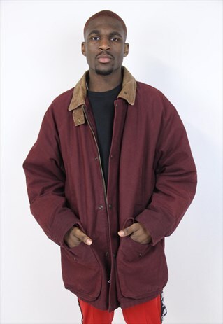 VINTAGE 90'S MAROON CORD-COLLARED JACKET