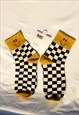 YELLOW CHECKERBOARD SMILEY FACE SOCKS