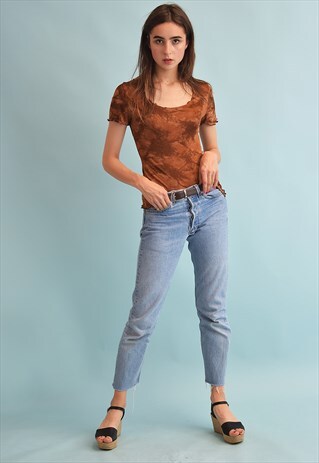 90'S RETRO FESTIVAL TIE-DYE MONOCHROME STRETCH TOP