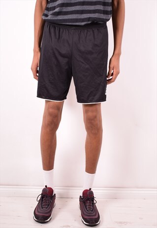 ADIDAS MENS VINTAGE SHORTS LARGE BLACK 90S