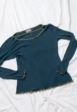 Vintage Y2K Soft Wool Top in Blue by Jalfe