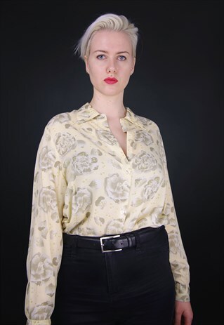 VINTAGE YELLOW FLORAL PRINT SHIRT