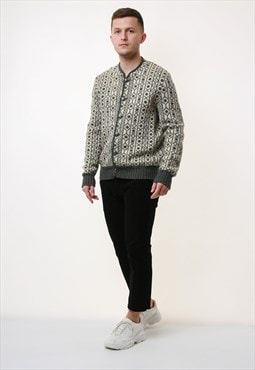 WOOL Scandi Nordic Vintage Knitwear Buttons Up Sweater 18008