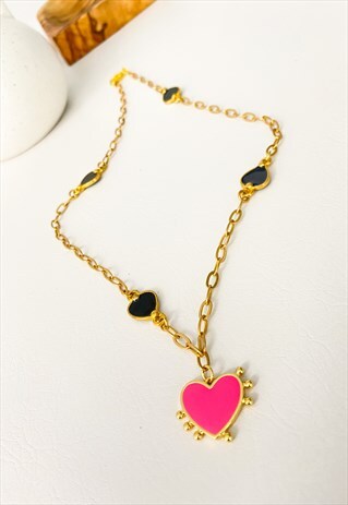 RE-WORKED VINTAGE MIXED HEARTS NECKLACE