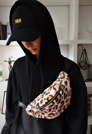 SHOULDER LEOPARD FLEECE CHEST BAG CROSS BODY BUM BAG