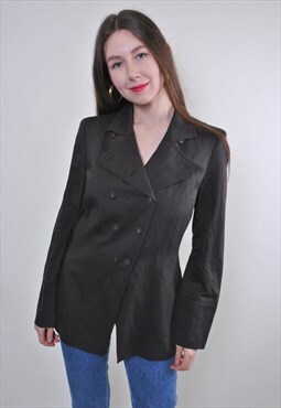 Women vintage brown evening suit formal blazer jacket 
