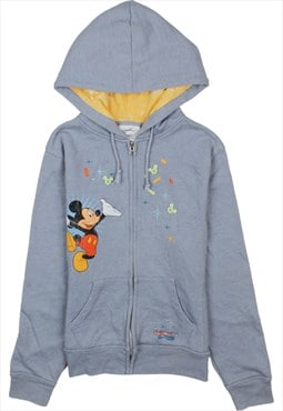 Disney 90's Mickey Mouse Full Zip Up Hoodie Medium Blue