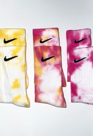 UNISEX FULL CREW TIE DYE NIKE SOCKS PACK OF 3 FRUITY FUSION