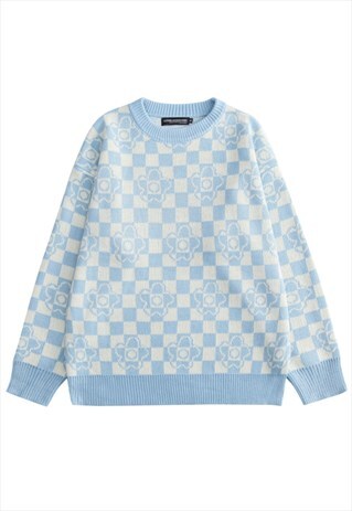 KALODIS PLAID ROUND NECK CASUAL SWEATER
