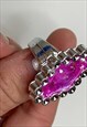 PLASTIC GEM STATEMENT SILVER PARTY BAG FESTIVAL UNISEX RINGS