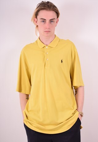 POLO RALPH LAUREN MENS VINTAGE POLO SHIRT XL YELLOW 90S