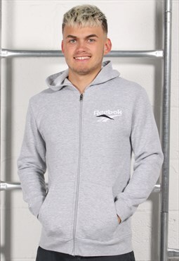 Vintage Reebok Hoodie in Grey Zip Up Lounge Hoodie XL