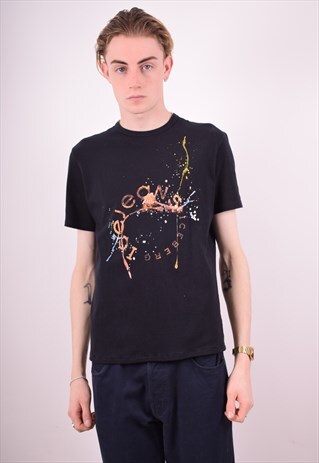 ICEBERG MENS VINTAGE T-SHIRT TOP SMALL BLACK 90S