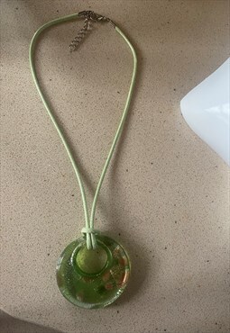 green murano glass oval pendant necklace