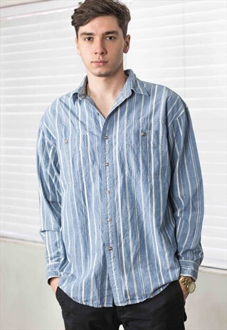 VINTAGE REGATTA STRIPED SHIRT LOGO 90S L 12.1