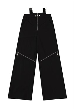 Cut out out waist trousers parachute joggers Gothic pants 