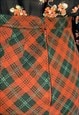 VINTAGE 70S ORANGE JERSEY CHECK MIDI PENCIL SKIRT, UK12/14