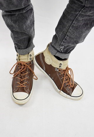 VINTAGE CONVERSE ALL STAR HI TOP IN BROWN LEATHER UK 13