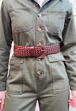 Dark Brown Woven Leather Belt