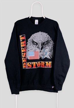Vintage Black Graphic Sweatshirt American Desert Storm Large