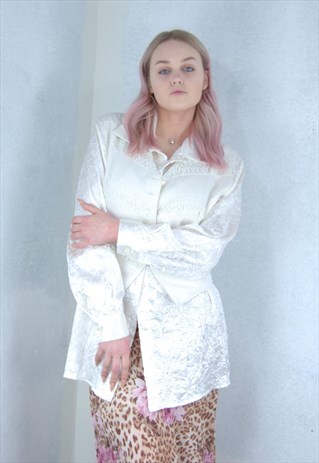 VINTAGE 80'S CASUAL SLIP WHITE WEDDING SUIT LONG BLAZER