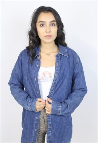 VINTAGE 90'S CALVIN KLEIN DARK DENIM SHIRT