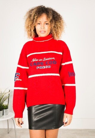 VINTAGE 80S CASUAL KNIT TURTLE NECK JUMPER / R0444