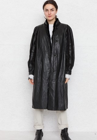 VINTAGE BLACK ALEXANDRA PALS LEATHER COAT