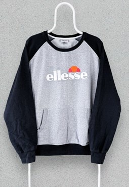 Ellesse Grey Sweatshirt Pullover Spell Out Logo Mens XL