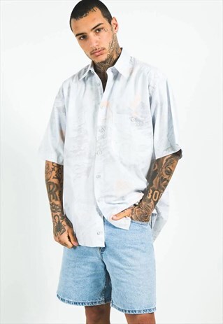 VINTAGE 80S CRAZY PATTERN FESTIVAL SHORT SLEEVE SHIRT/S5099